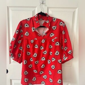 Bulldog Blouse with Ruffle Neck
